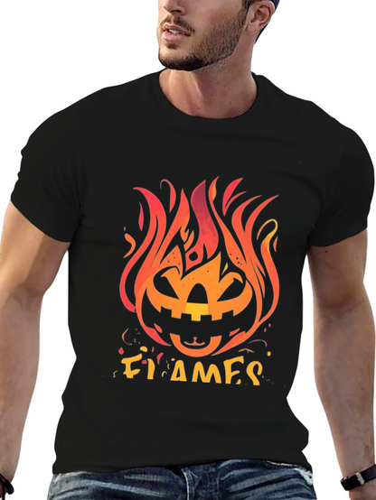 Fiery Pumpkin Halloween Graphic Tee