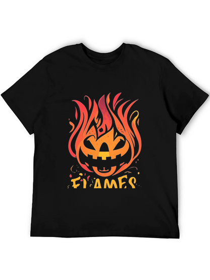 Fiery Pumpkin Halloween Graphic Tee