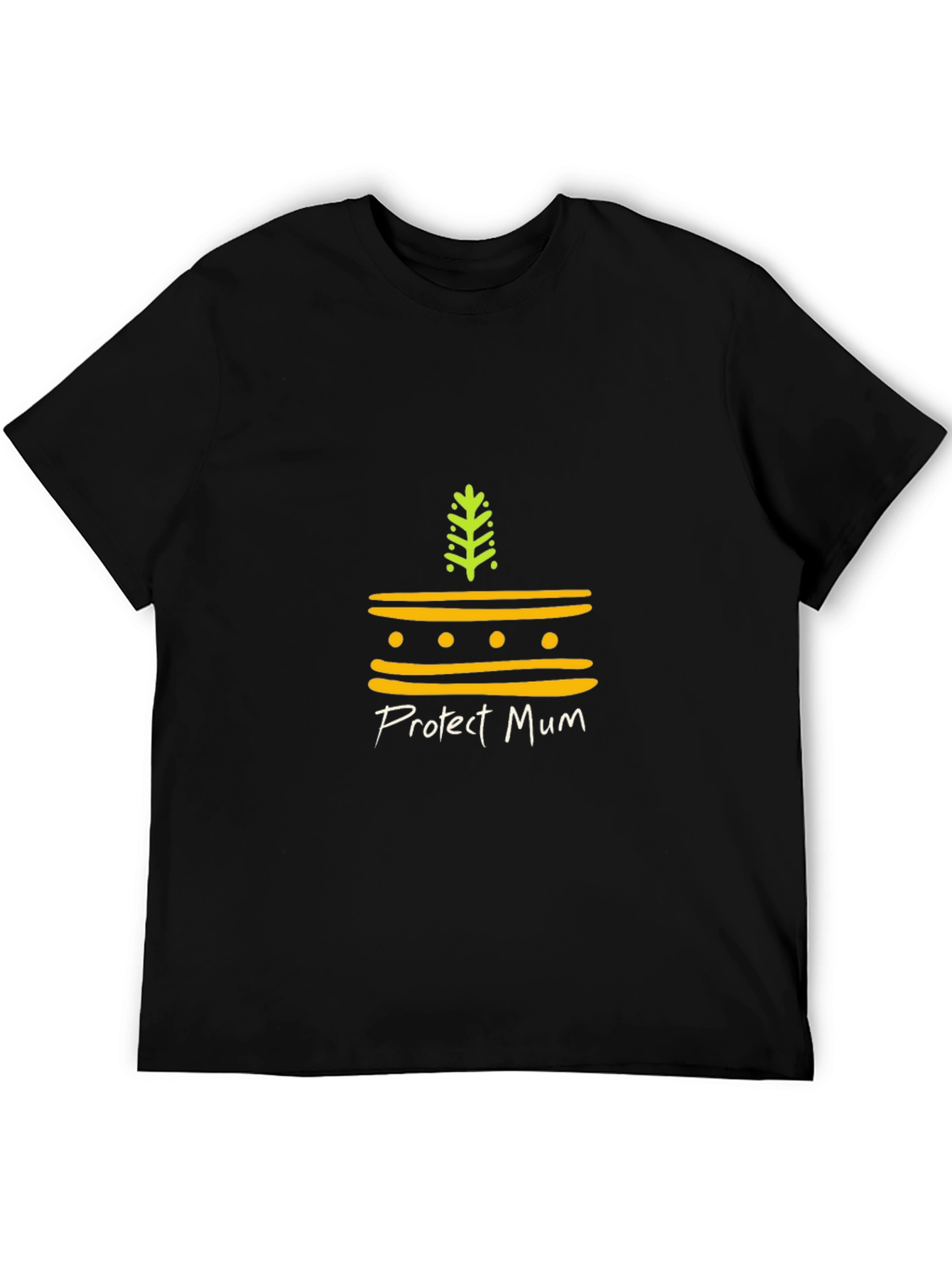 Protect Mum Black T-Shirt with Earth Motif