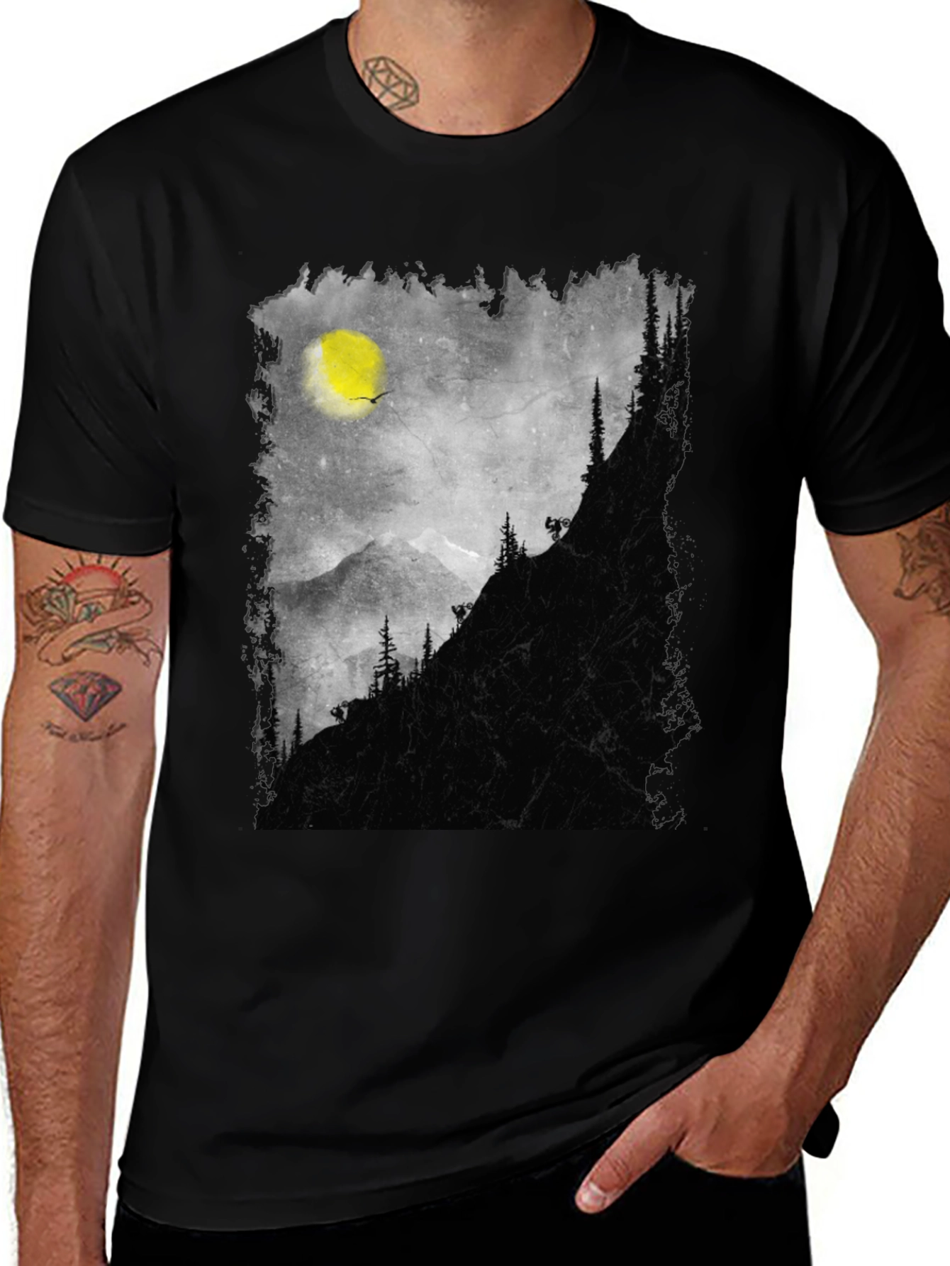 Mountainscape Graphic Tee - Black Cotton Blend