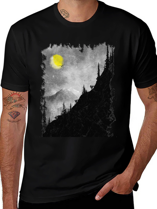 Mountainscape Graphic Tee - Black Cotton Blend