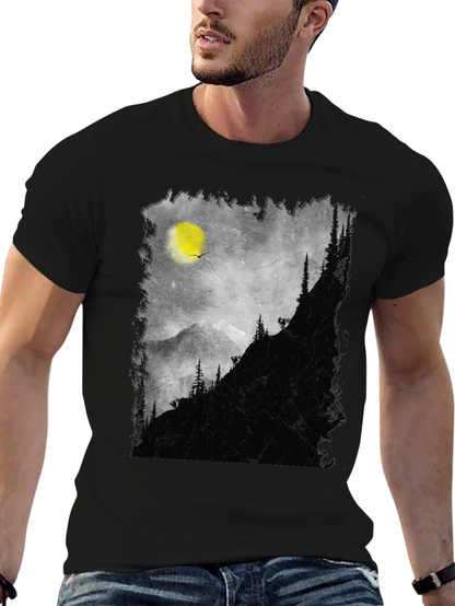 Mountainscape Graphic Tee - Black Cotton Blend