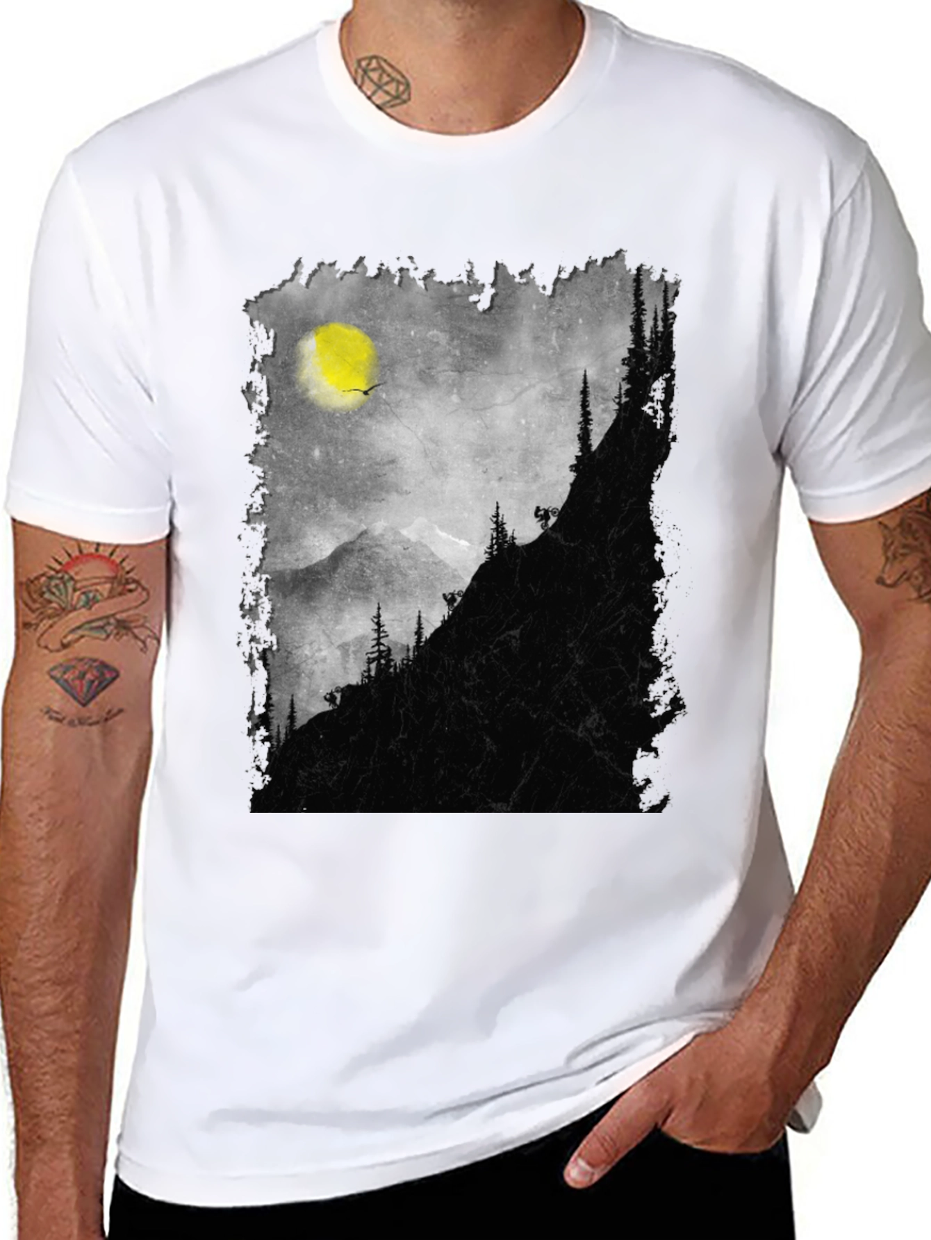 Mountainscape Graphic Tee - Black Cotton Blend