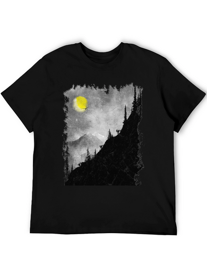 Mountainscape Graphic Tee - Black Cotton Blend