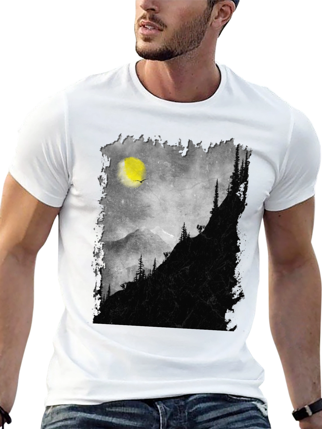 Mountainscape Graphic Tee - Black Cotton Blend