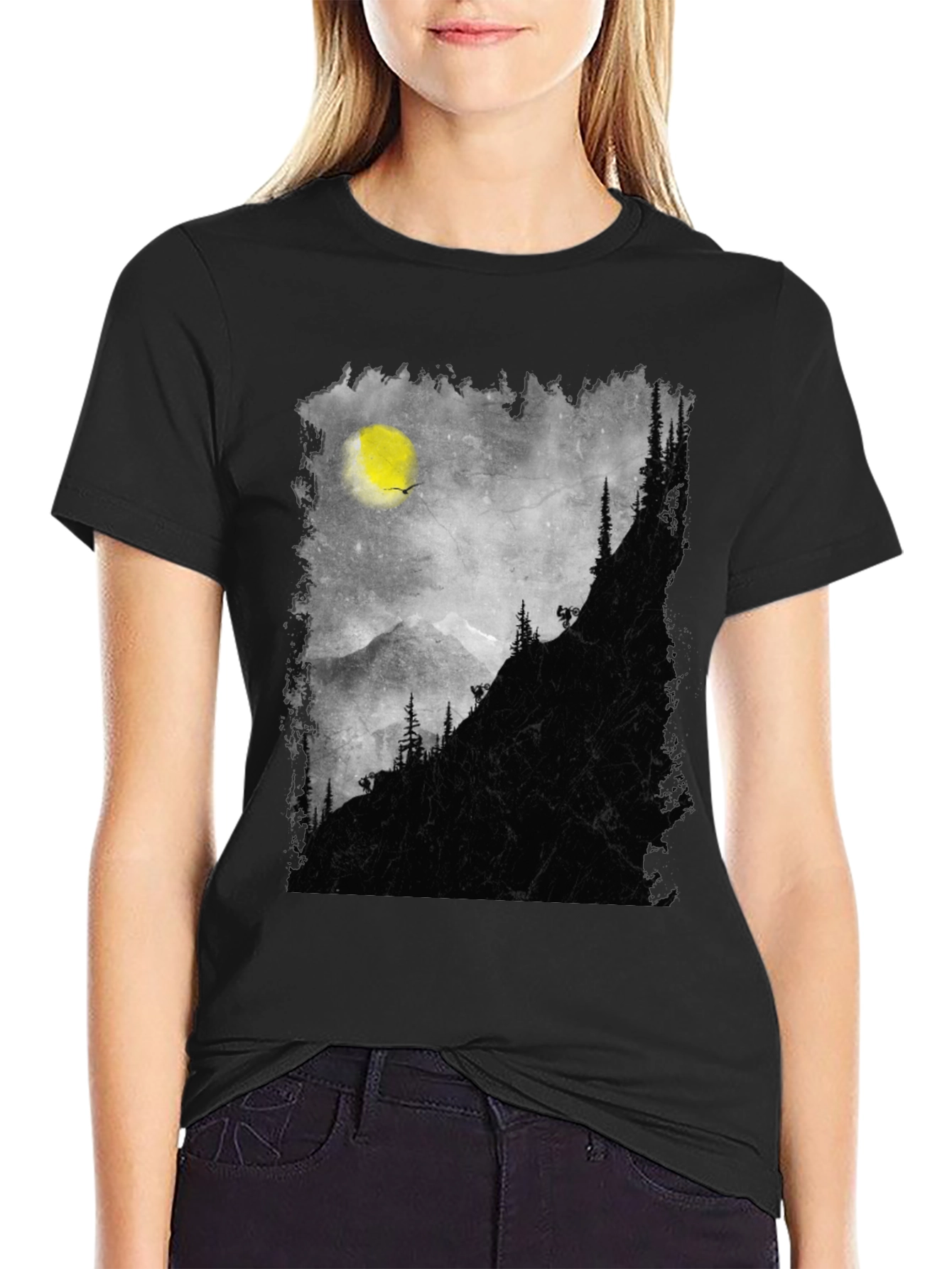 Mountainscape Graphic Tee - Black Cotton Blend