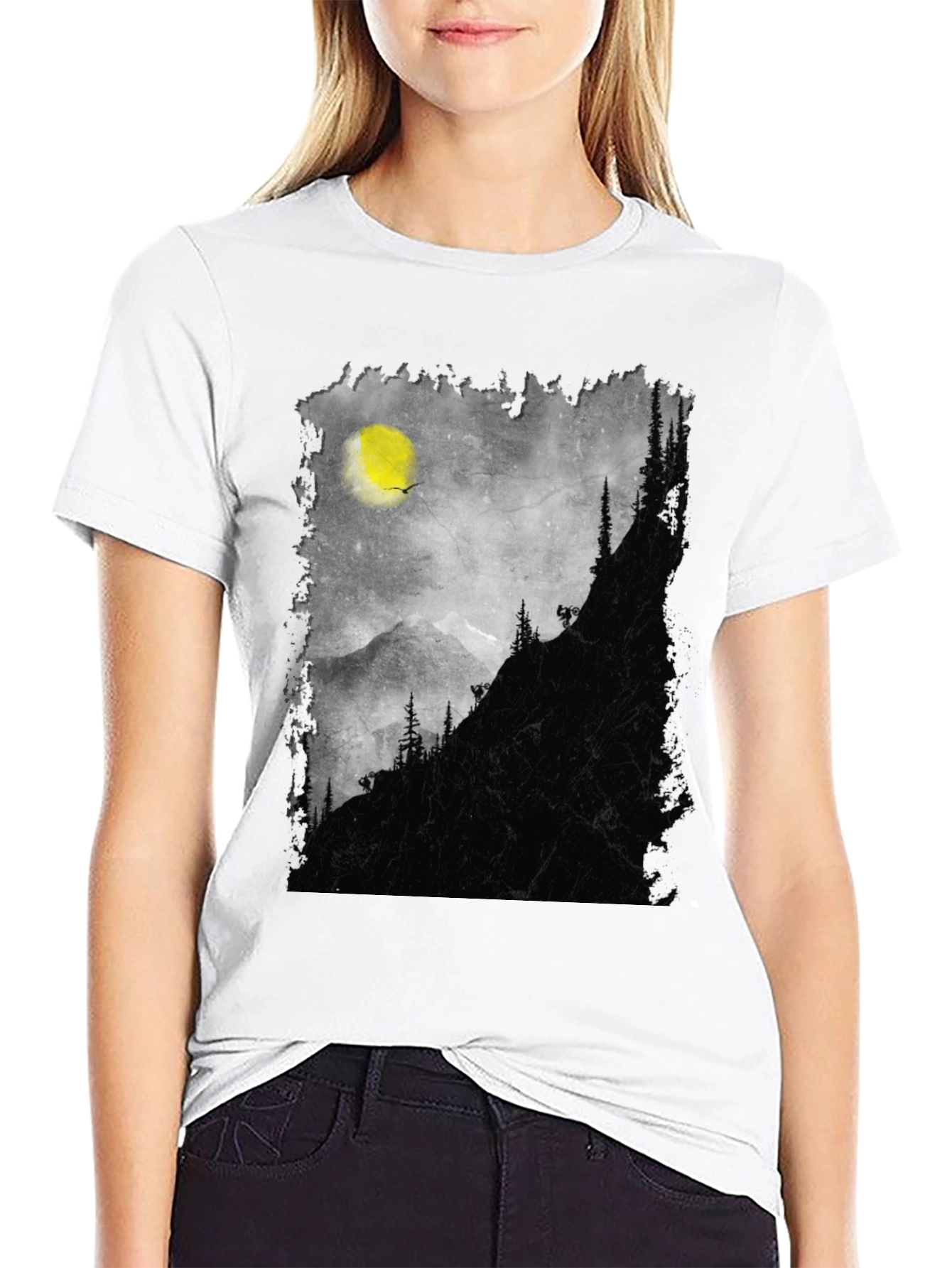 Mountainscape Graphic Tee - Black Cotton Blend