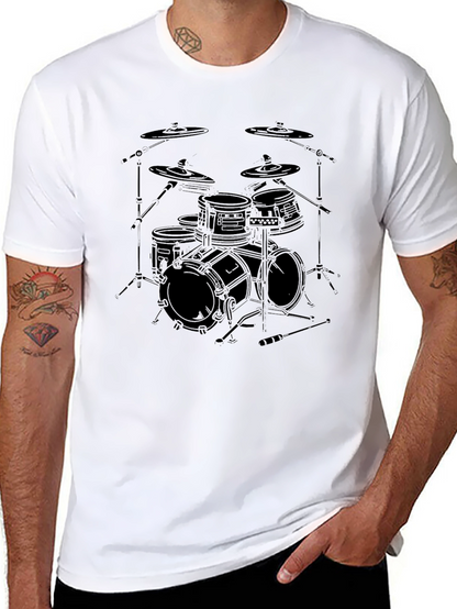Drum Set Graphic Tee - Band Fan T-Shirt
