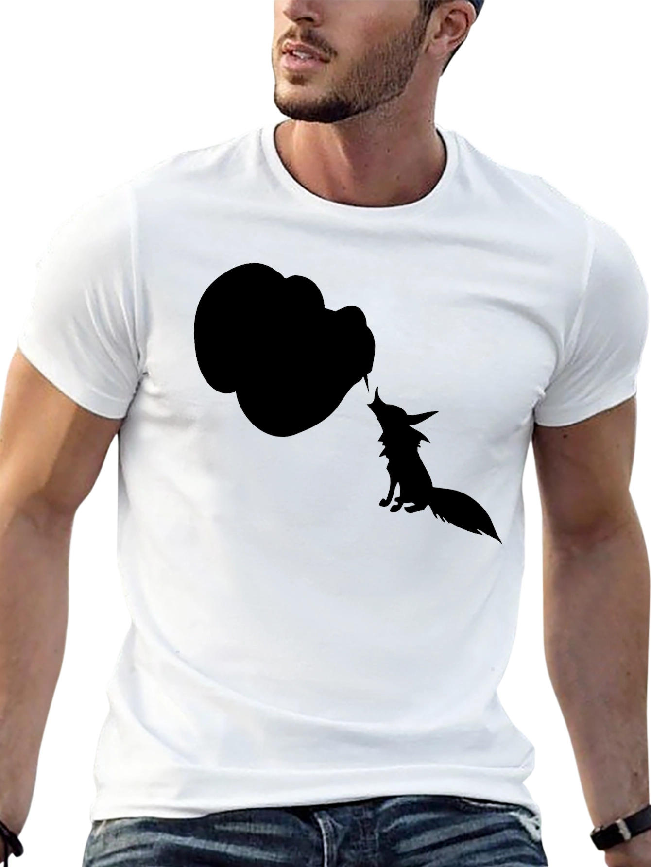 Silhouette Fox T-Shirt - Black Cotton Tee