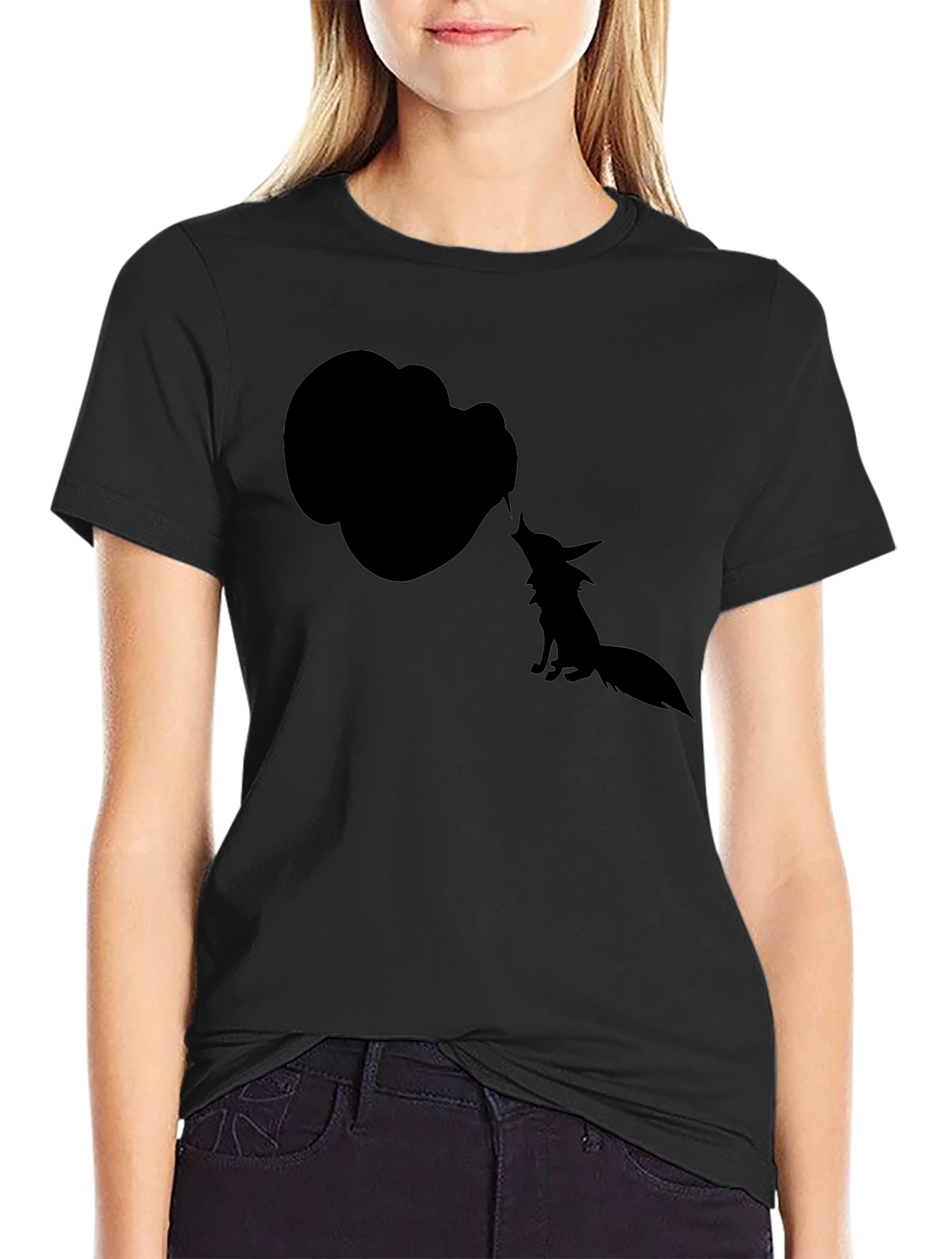 Silhouette Fox T-Shirt - Black Cotton Tee