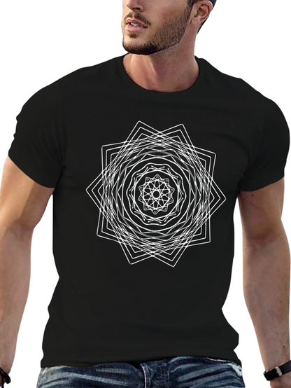 Geometric Mandala Graphic Tee - Stylish Black T-Shirt