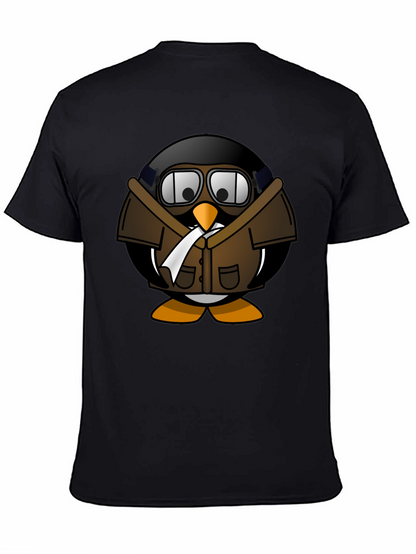 Aviator Penguin Graphic T-Shirt - Black