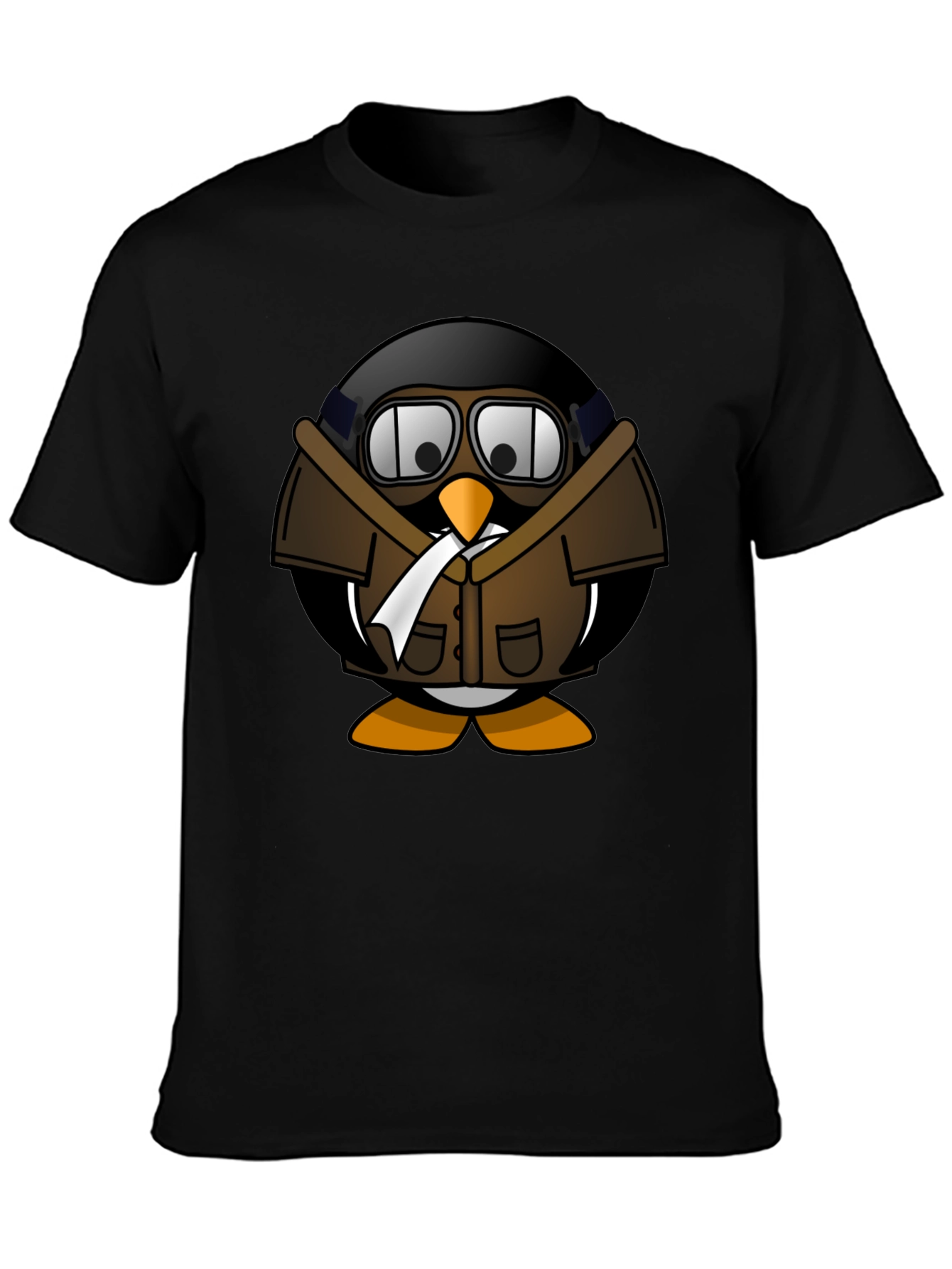 Aviator Penguin Graphic T-Shirt - Black