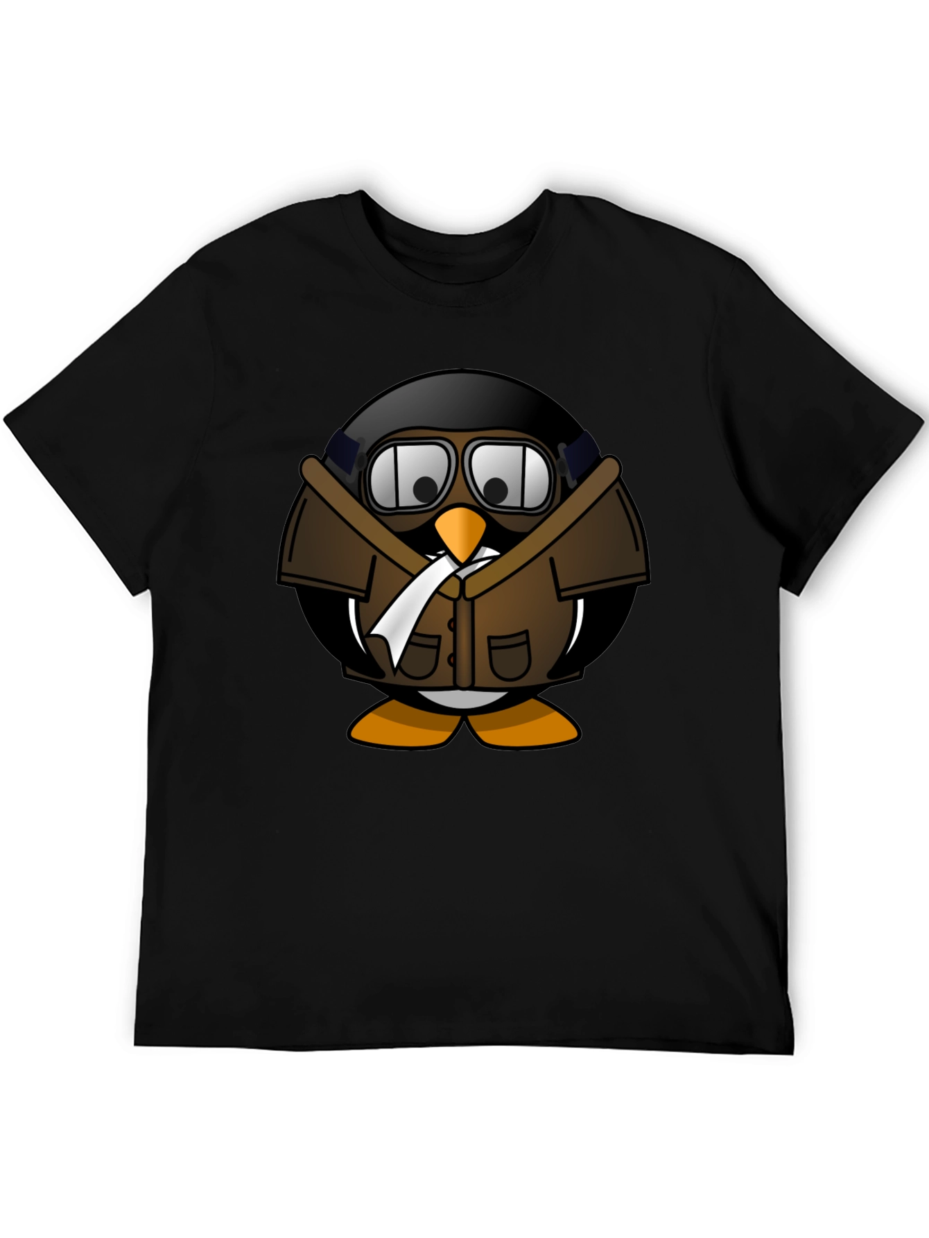 Aviator Penguin Graphic T-Shirt - Black