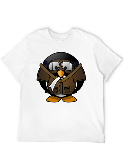 Aviator Penguin Graphic T-Shirt - Black