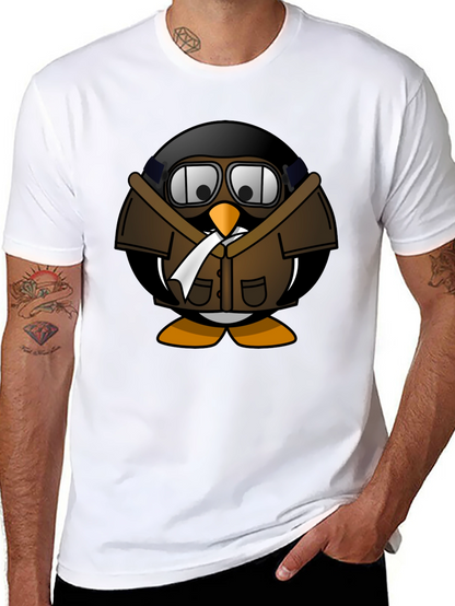 Aviator Penguin Graphic T-Shirt - Black