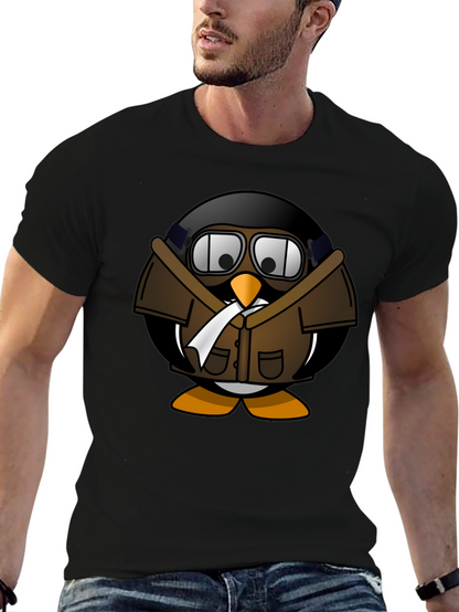 Aviator Penguin Graphic T-Shirt - Black