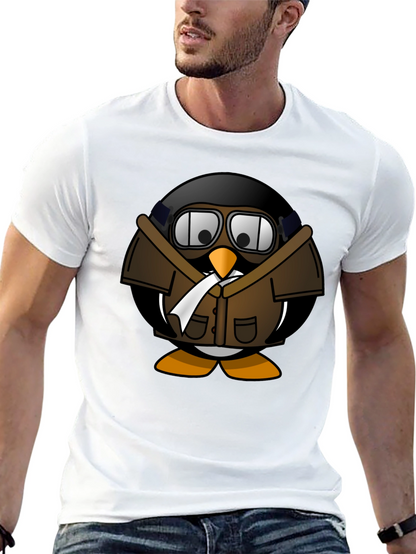 Aviator Penguin Graphic T-Shirt - Black