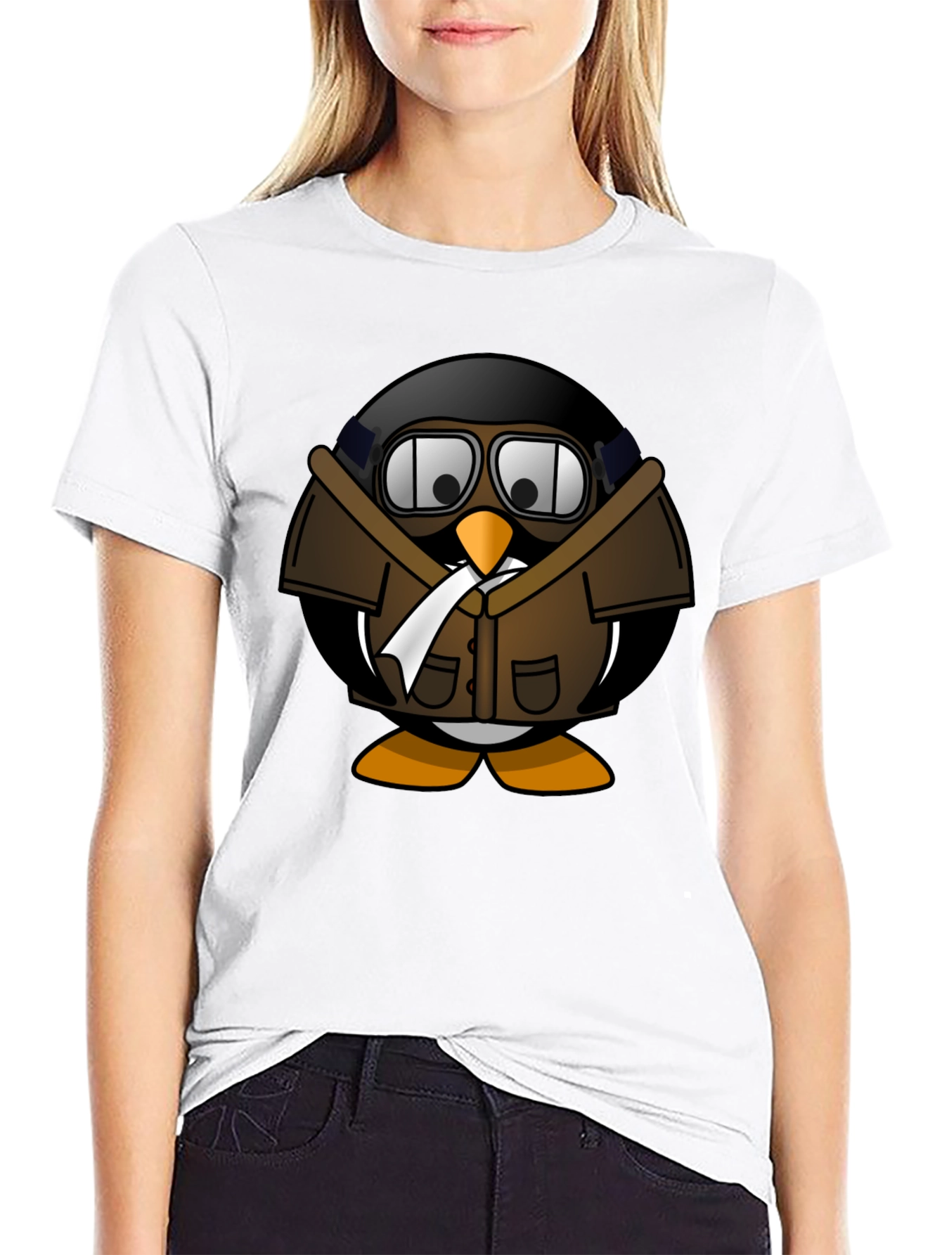 Aviator Penguin Graphic T-Shirt - Black