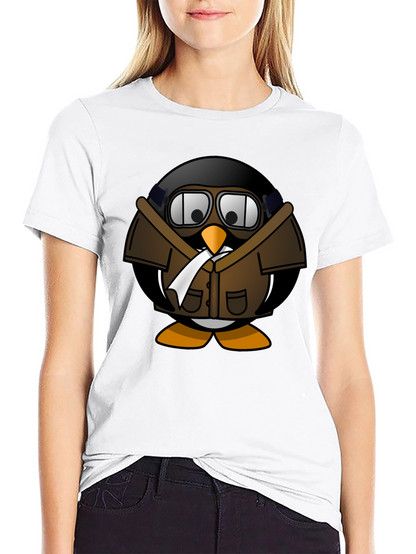 Aviator Penguin Graphic T-Shirt - Black