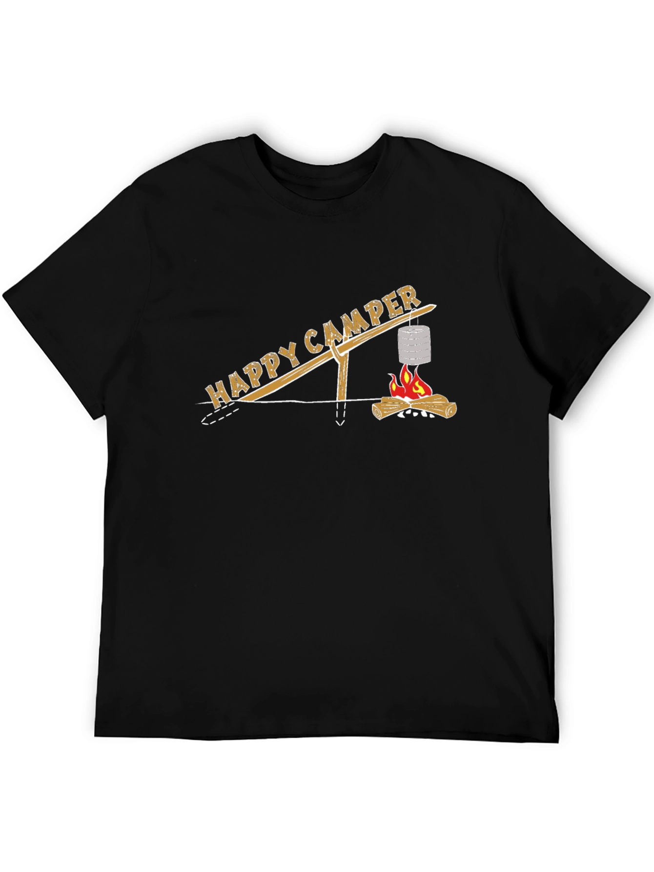 Happy Camper T-Shirt - Campfire Cooking Design