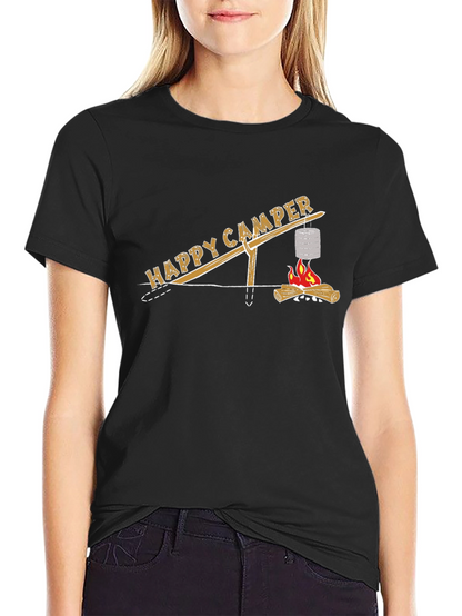 Happy Camper T-Shirt - Campfire Cooking Design