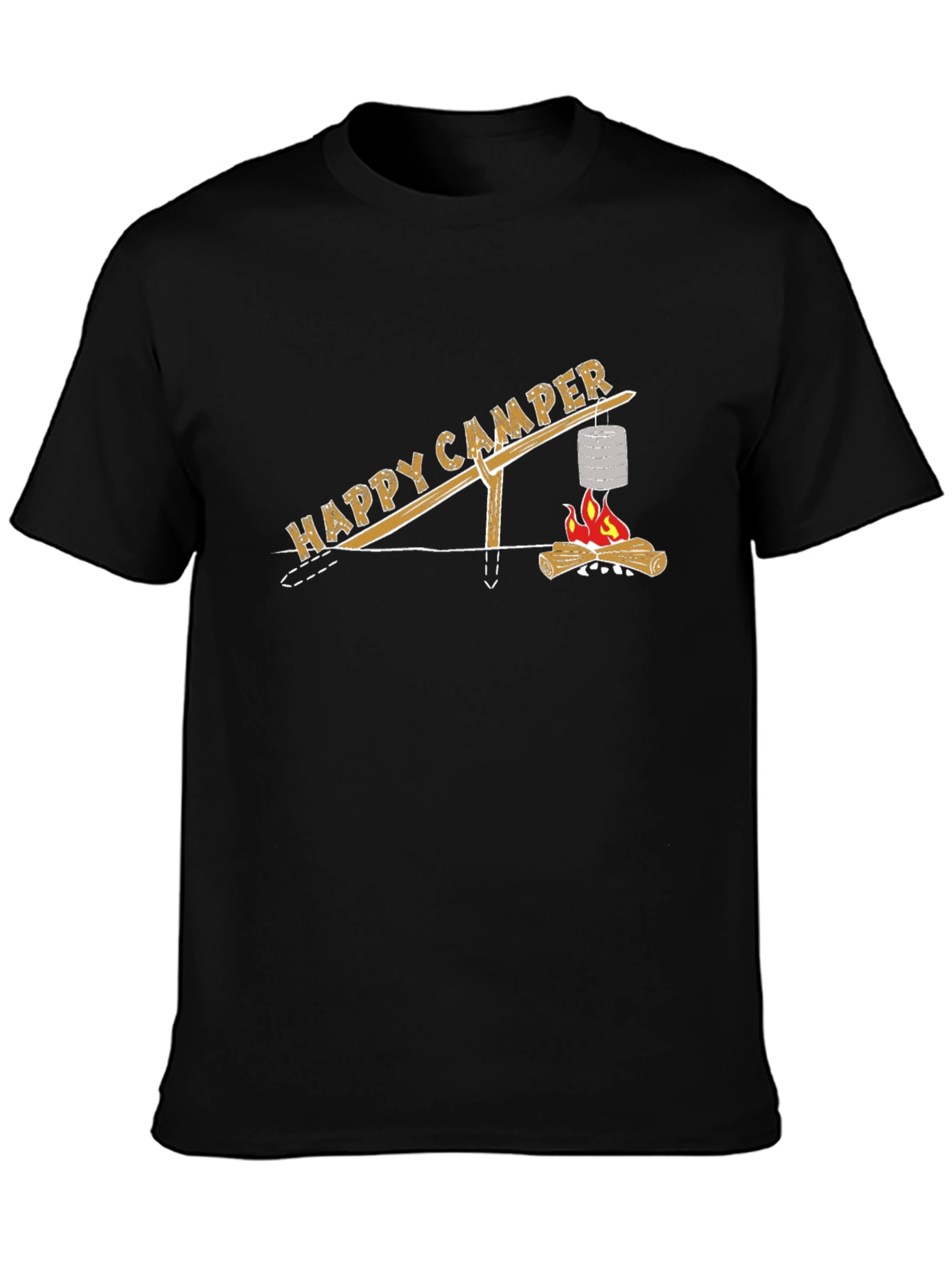 Happy Camper T-Shirt - Campfire Cooking Design