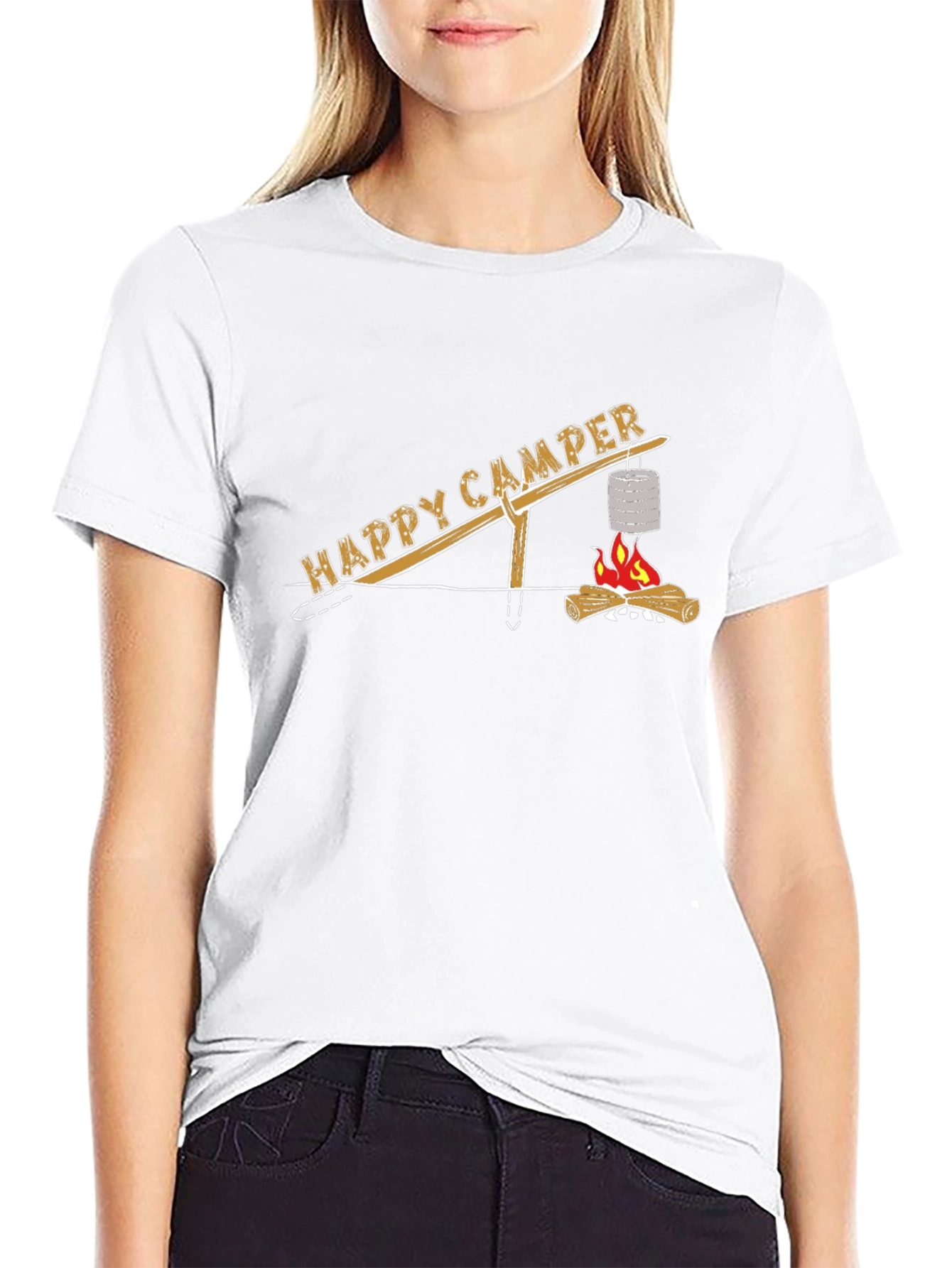 Happy Camper T-Shirt - Campfire Cooking Design
