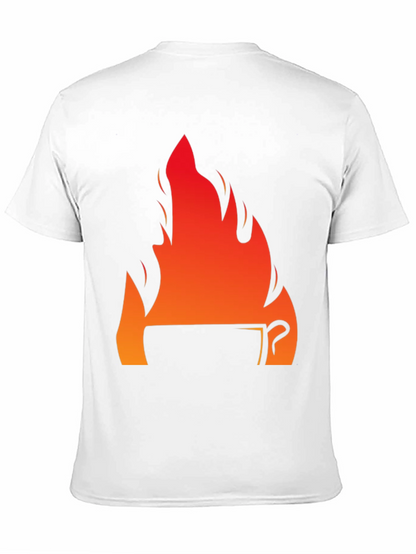 Fiery Coffee Cup Graphic T-Shirt - Black