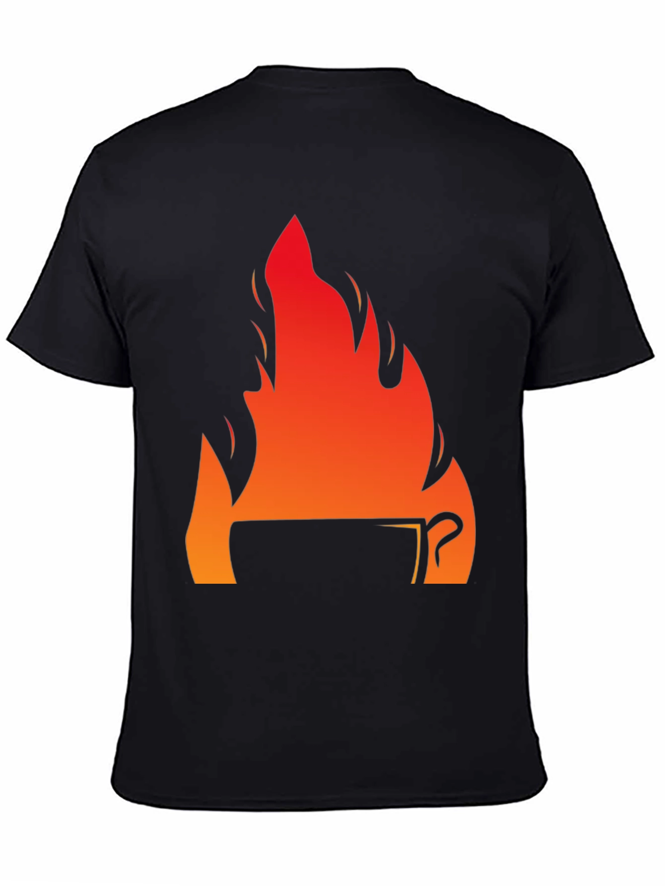 Fiery Coffee Cup Graphic T-Shirt - Black