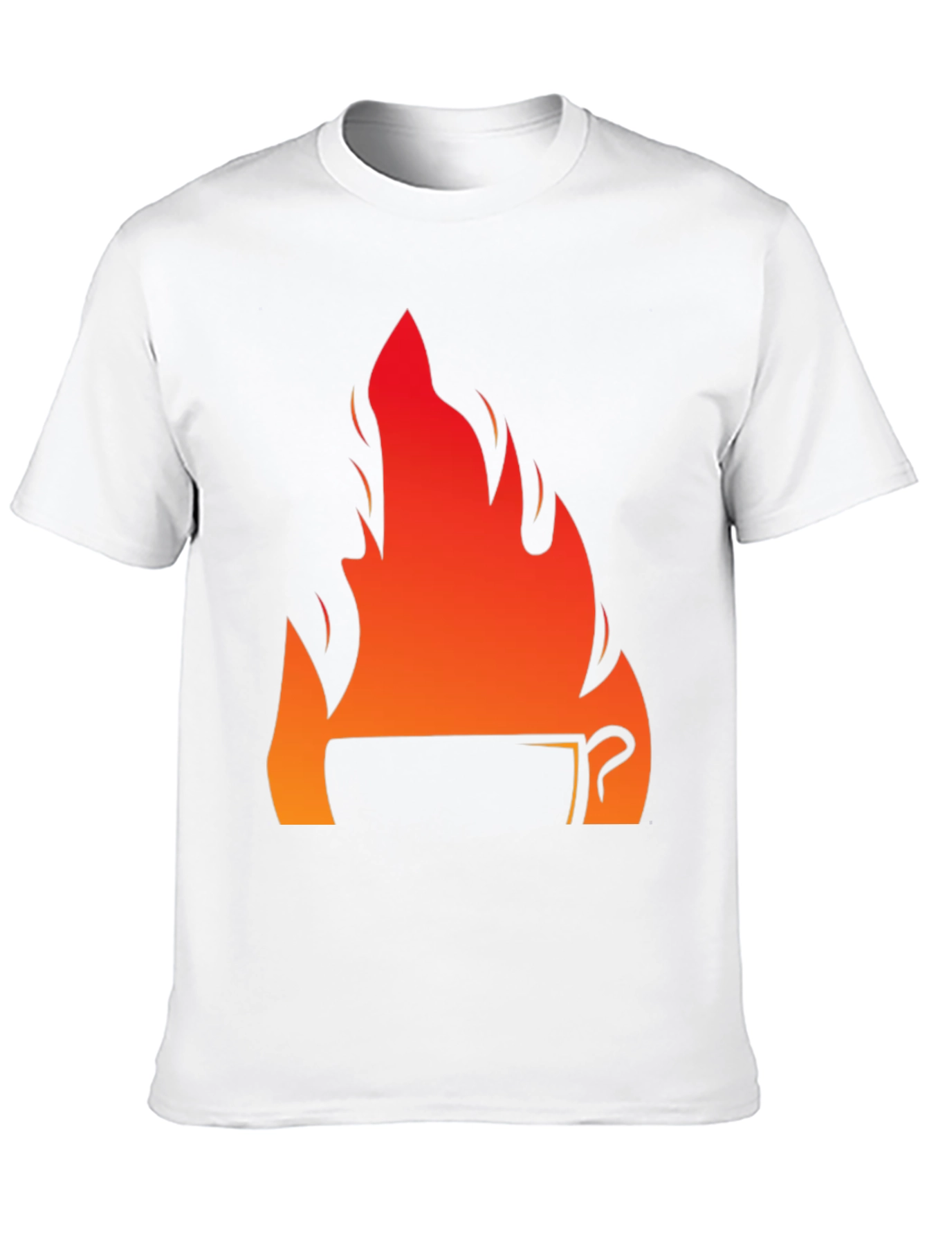 Fiery Coffee Cup Graphic T-Shirt - Black