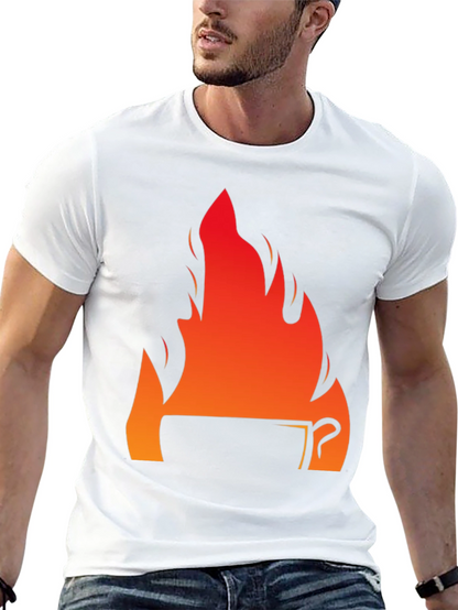 Fiery Coffee Cup Graphic T-Shirt - Black