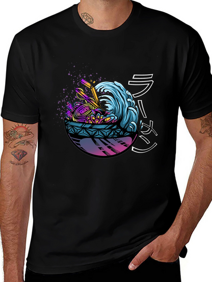 Ramen Wave Graphic Tee - Unique Design Soft Fabric