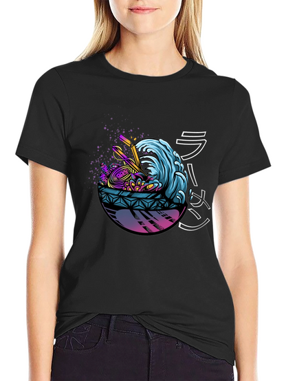 Ramen Wave Graphic Tee - Unique Design Soft Fabric