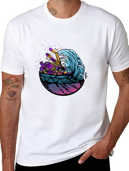 Ramen Wave Graphic Tee - Unique Design Soft Fabric