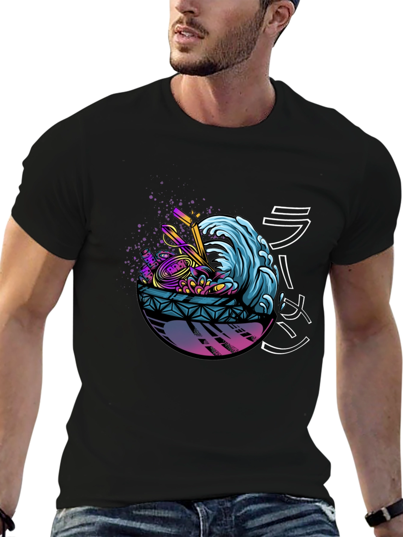 Ramen Wave Graphic Tee - Unique Design Soft Fabric