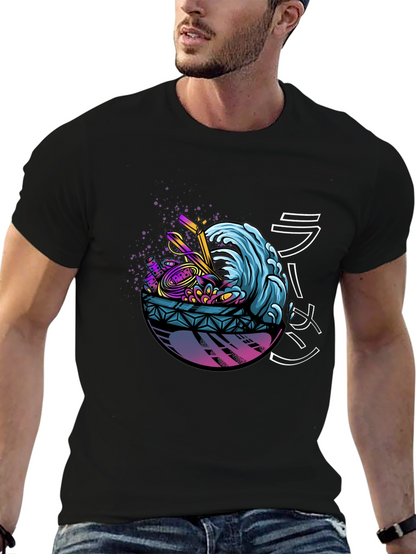 Ramen Wave Graphic Tee - Unique Design Soft Fabric