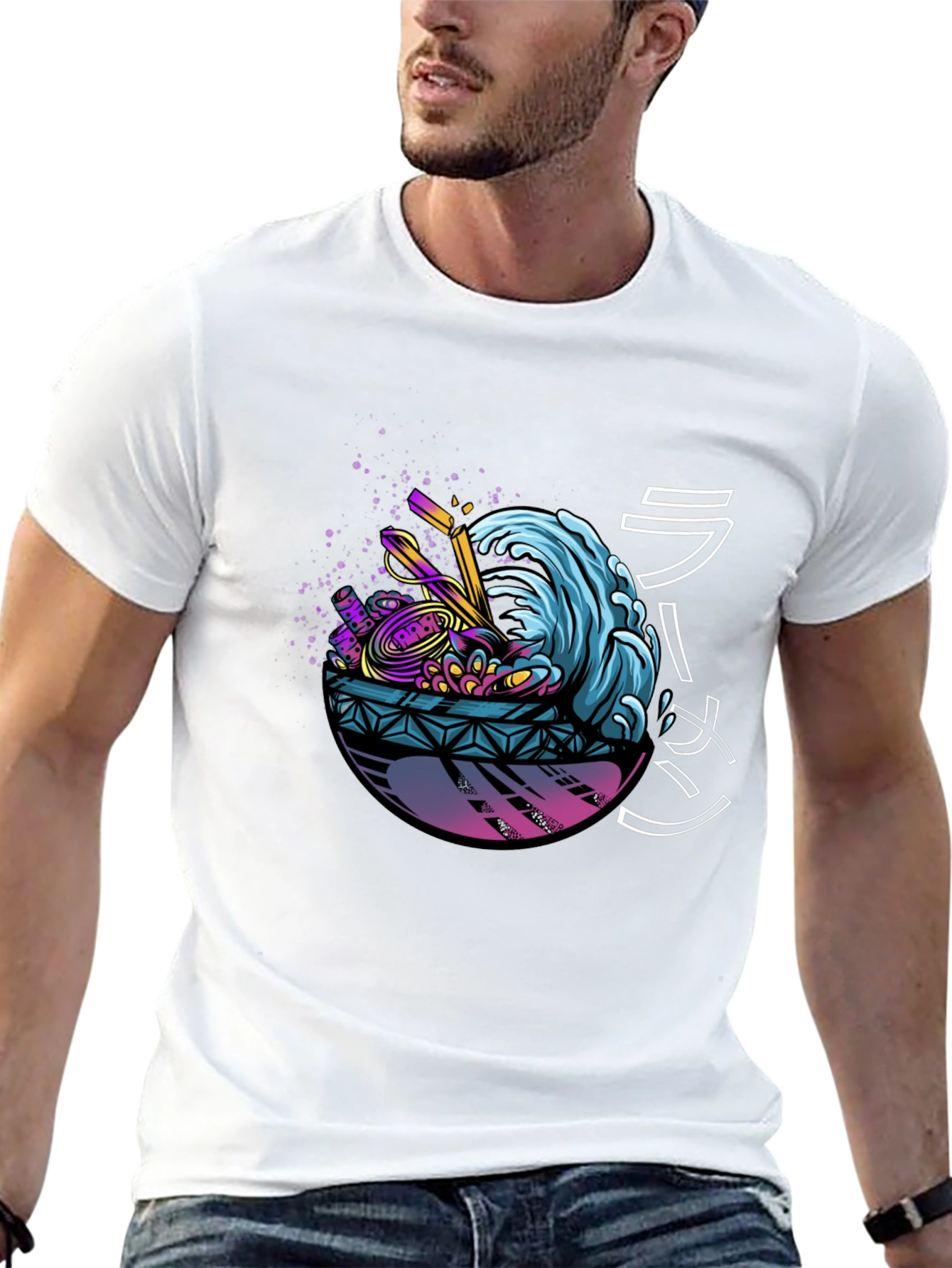 Ramen Wave Graphic Tee - Unique Design Soft Fabric