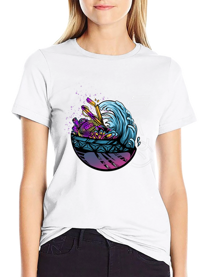 Ramen Wave Graphic Tee - Unique Design Soft Fabric