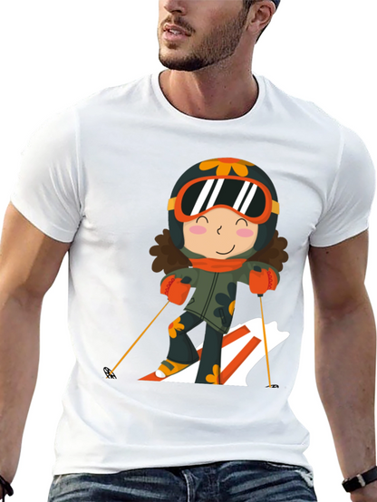 Ski Girl Graphic Tee - Black Cotton Comfort