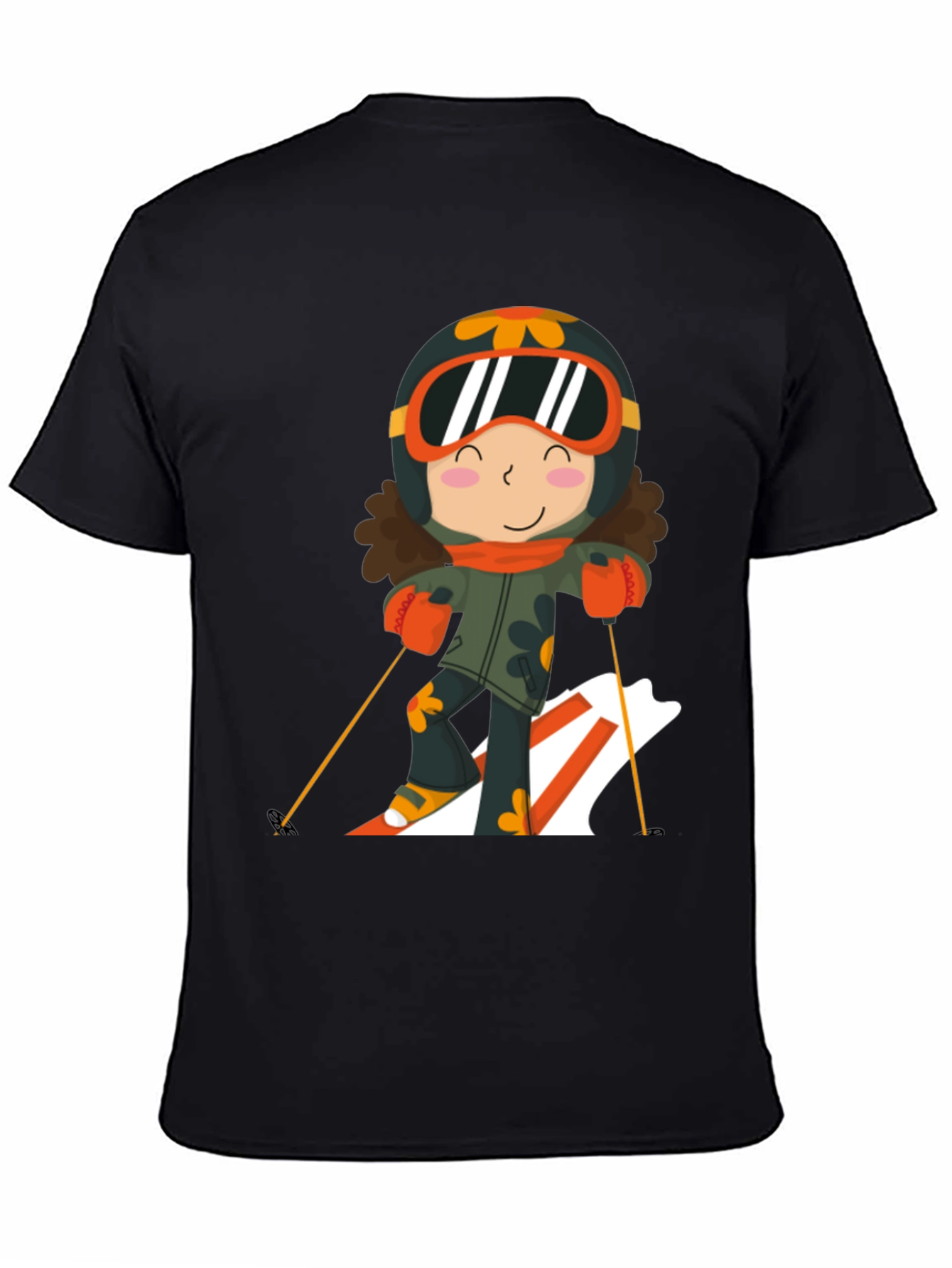 Ski Girl Graphic Tee - Black Cotton Comfort