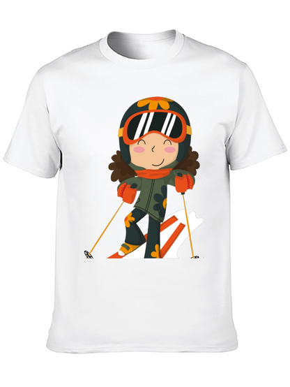 Ski Girl Graphic Tee - Black Cotton Comfort