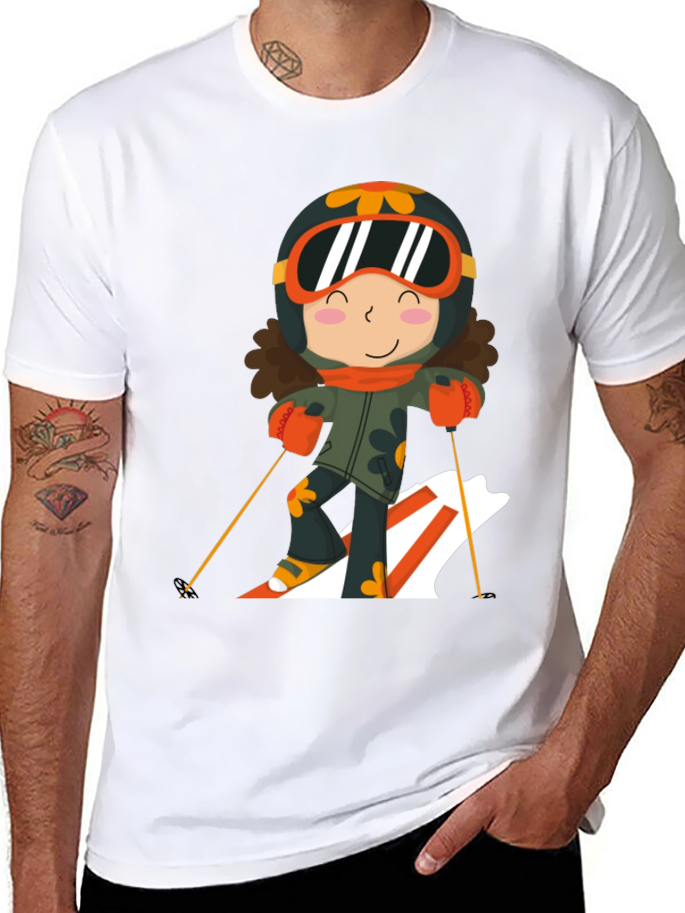 Ski Girl Graphic Tee - Black Cotton Comfort
