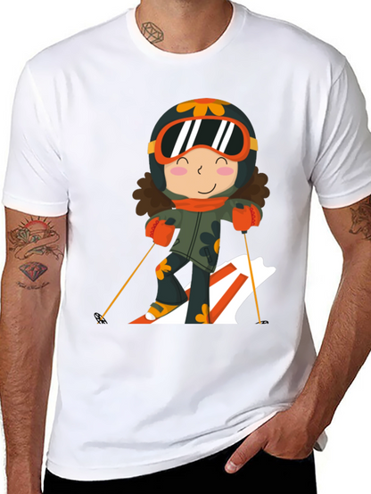 Ski Girl Graphic Tee - Black Cotton Comfort