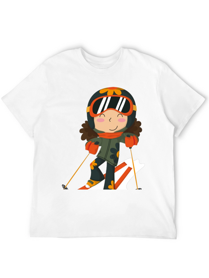 Ski Girl Graphic Tee - Black Cotton Comfort