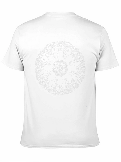 Black Graphic Tee - Horse Mandala Design