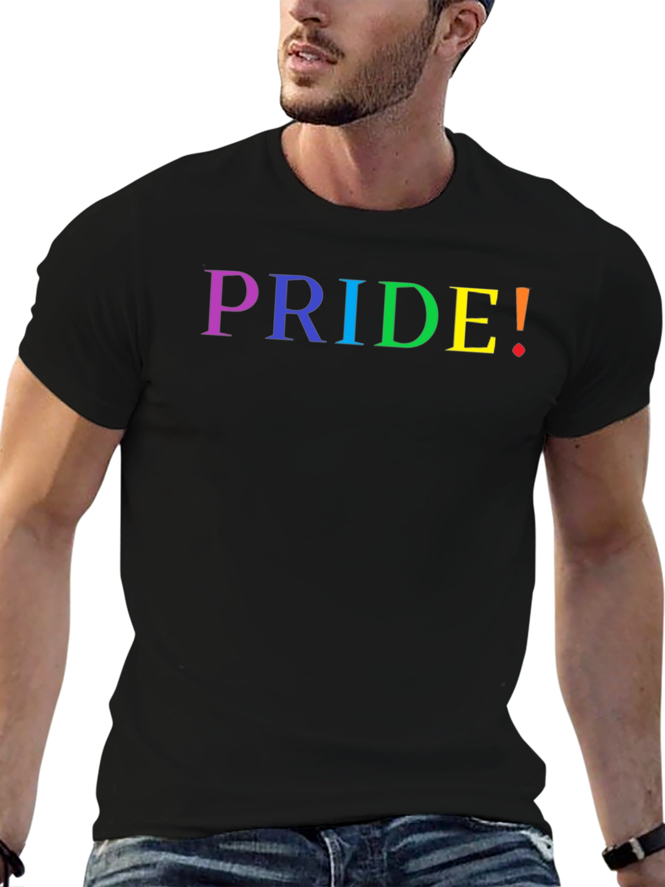 Pride Rainbow Text Black T-Shirt