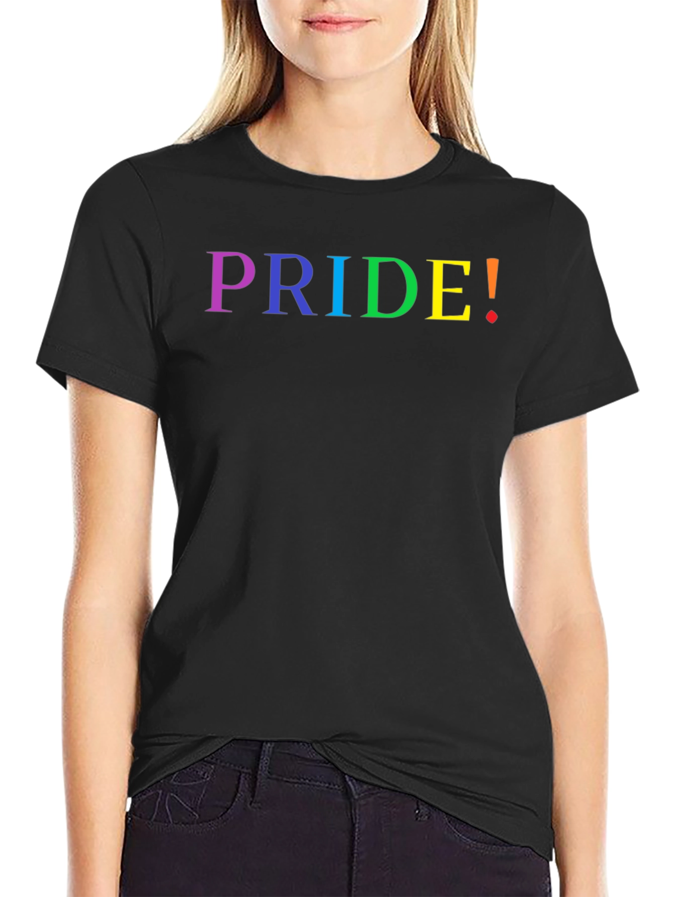 Pride Rainbow Text Black T-Shirt