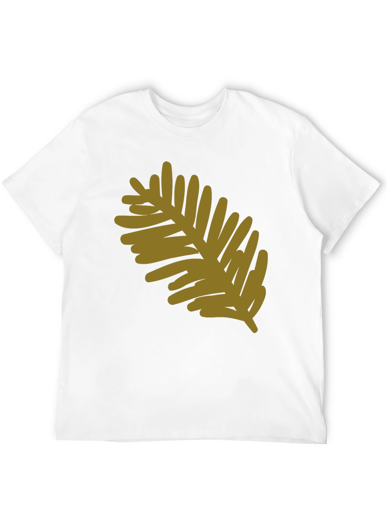 Modern Leaf Design Black Cotton T-Shirt