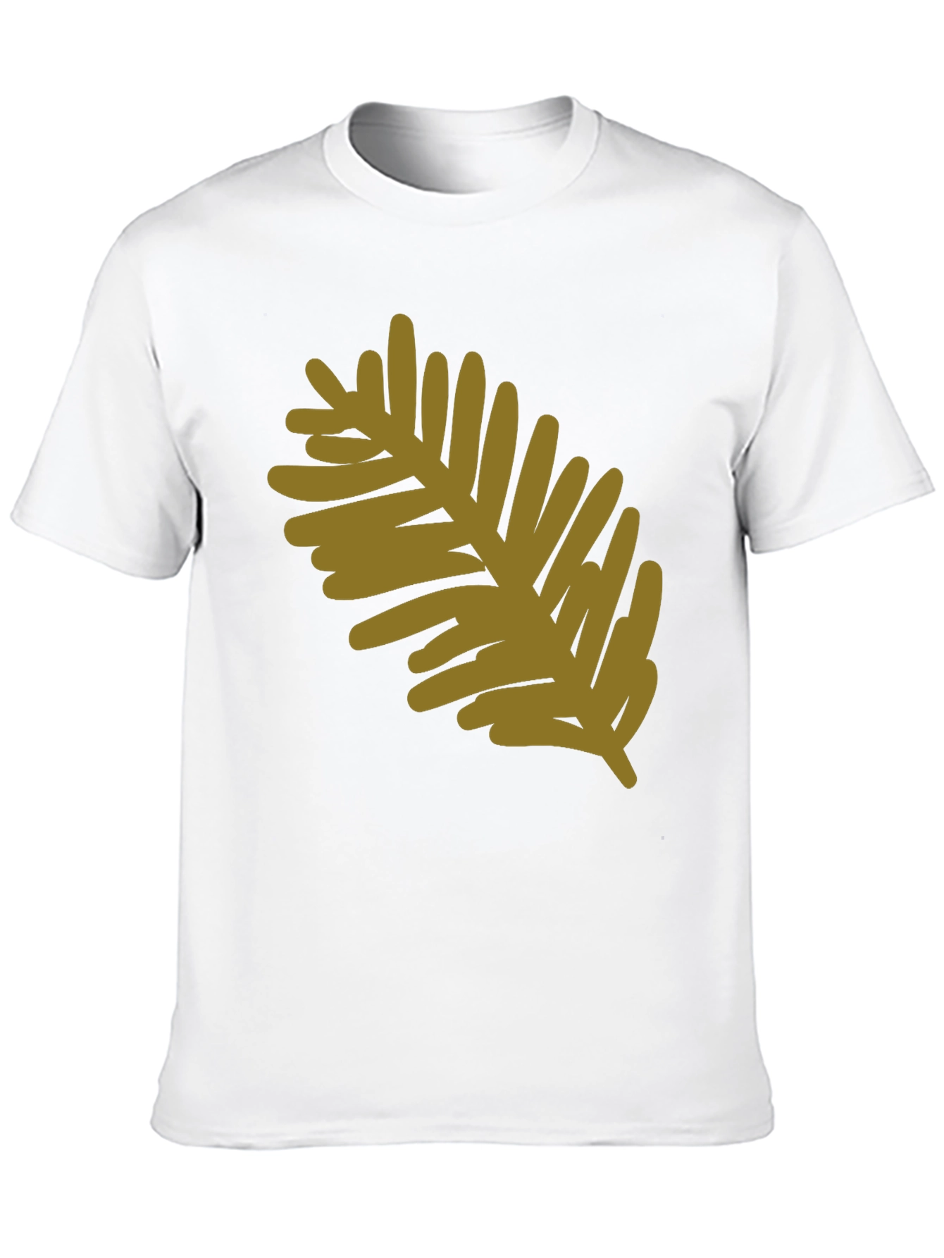 Modern Leaf Design Black Cotton T-Shirt